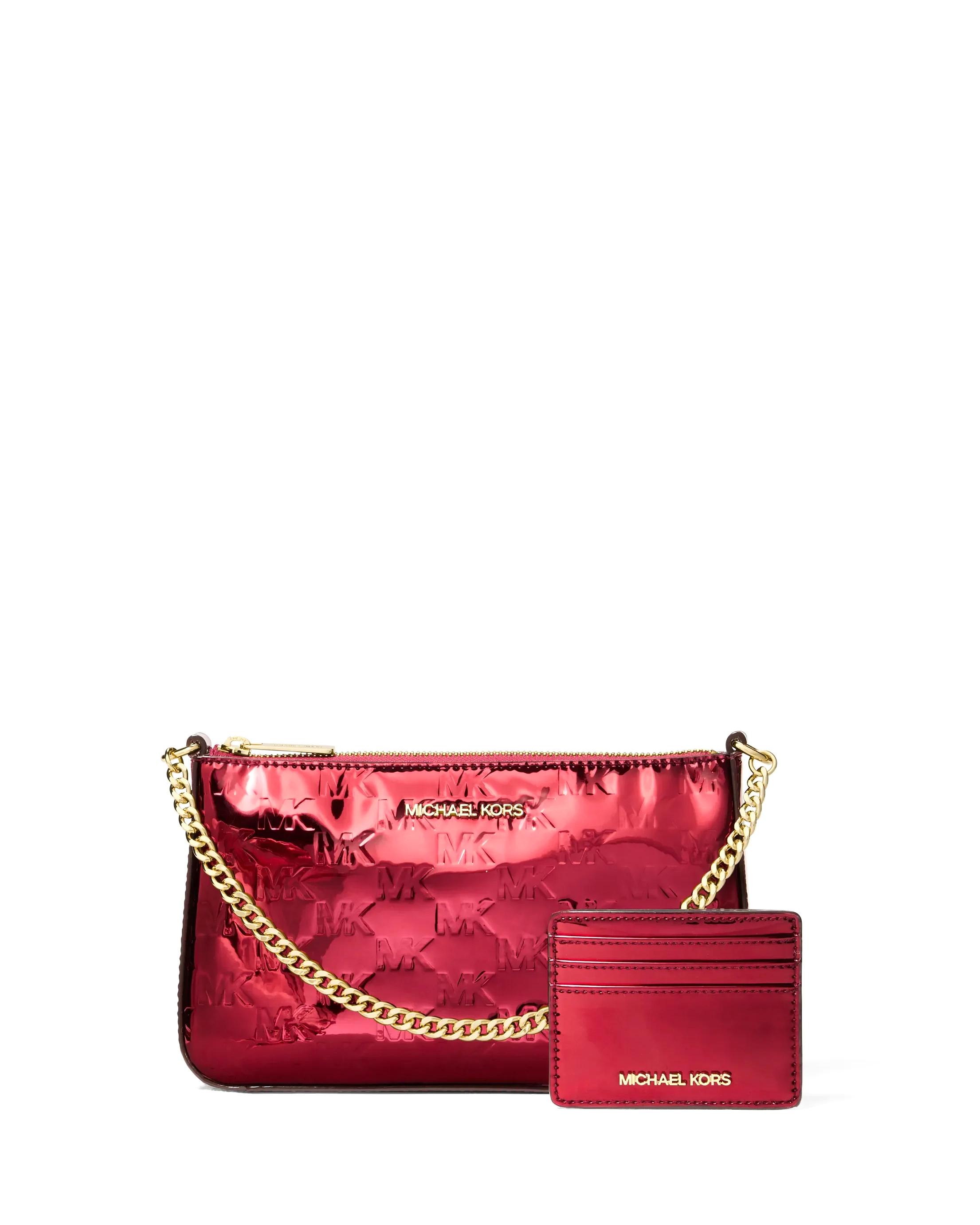 Michael Kors Jet Set Medium Metallic Logo Travel Kit — Cherry