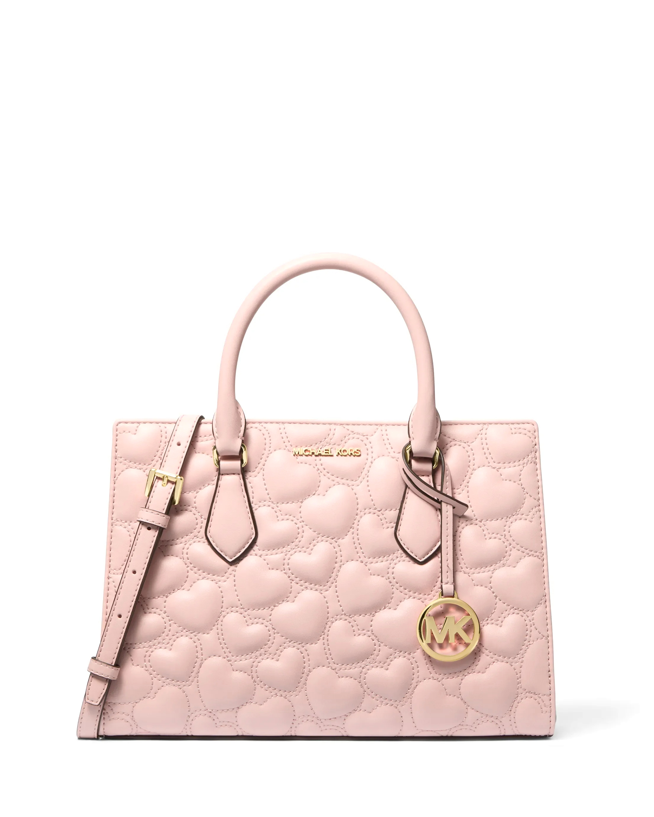 Michael Kors Sheila Medium Heart Embroidered Satchel — Powder Blush
